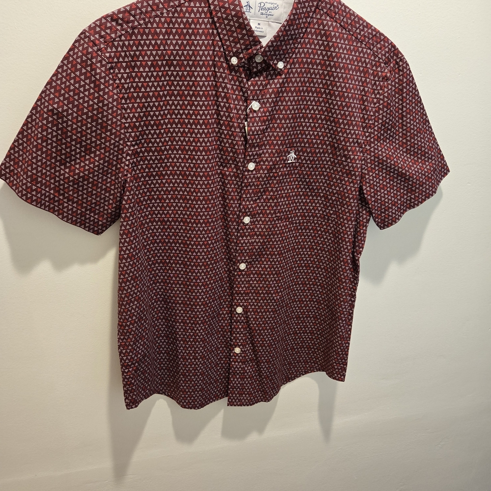 Original Penguin Red Geometric Button Down Shirt